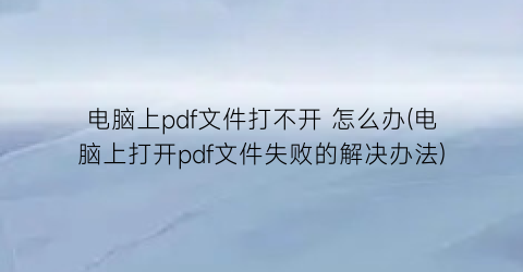 “电脑上pdf文件打不开怎么办(电脑上打开pdf文件失败的解决办法)